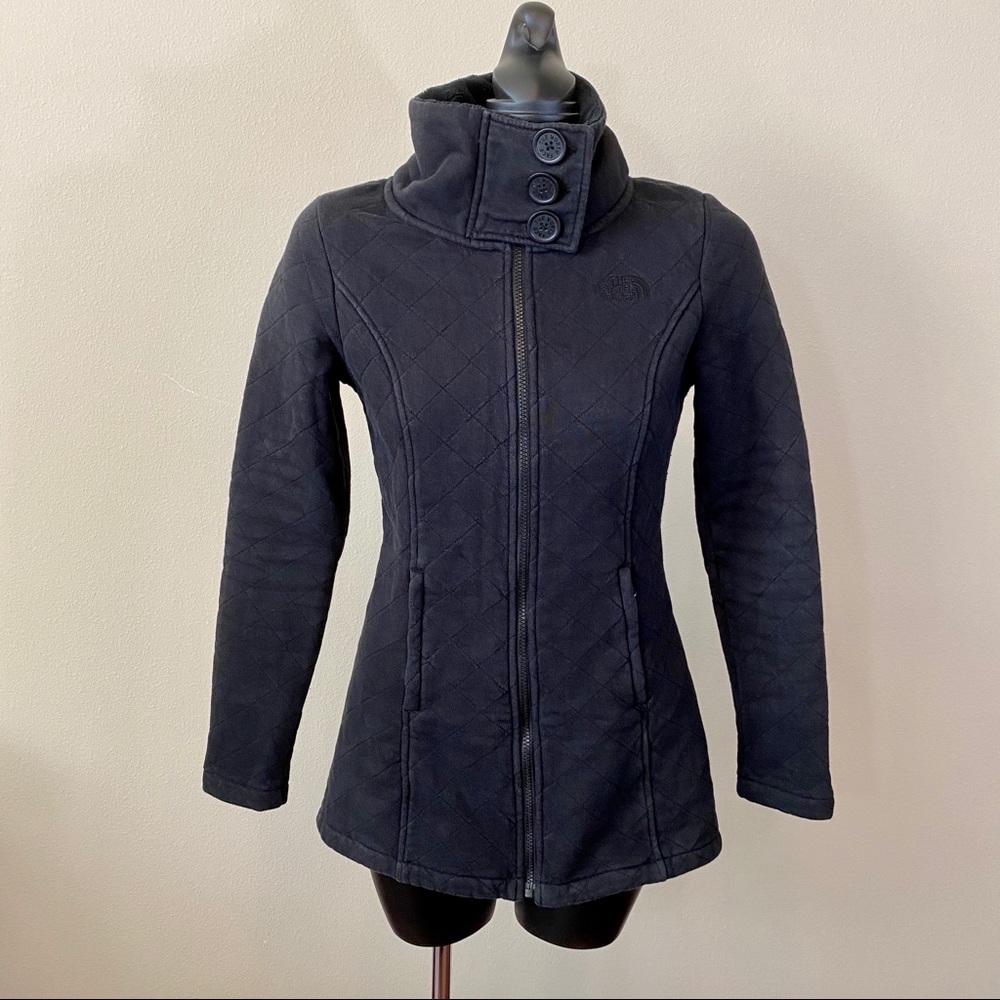 North Face Long Black Sweater Jacket XS